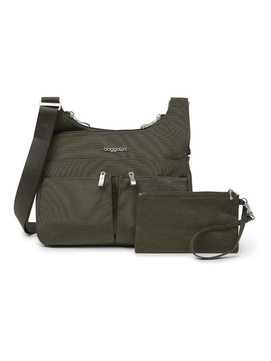 Baggallini Handbags - Baggallini Olive Nylon Crossbody Bag with RFID Wristlet, Adjustable Strap, Water